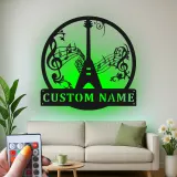 Insegna LED in metallo con chitarra personalizzata | Insegna personalizzata con nome per musicisti | Arredo per home studio | Regalo per chitarristi