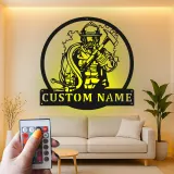 Panneau LED personnalisé pour pompier | Décoration murale en métal | Cadeau pour premier intervenant pour décor de caserne | Art de salle de loisirs