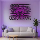 Custom Drone Led Light Metal Wall Art Personalized Gift for Drone Enthusiasts Man Cave or Office Decor