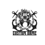 Cartel de metal personalizado con casco de buzo, regalo iluminado LED para amantes del mar