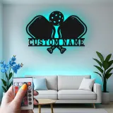 Personalized Pickleball LED Metal Sign | Custom Name Wall Art | Game Room Decor & Sports Bar Signage Gift for Player