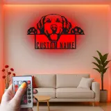 Décoration murale en métal LED personnalisée pour les amoureux des chiens - Golden Retriever