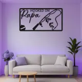 Personalisierte Fischer-Geschenk | Individuelles LED-Metallschild mit Namen | Dekoration für das Ferienhaus von Papa & Opa | Hooked on Papa-Schild