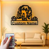 Cartel de metal LED personalizado de Cocker Spaniel - Regalo para amantes de los perros - Decoración para el salón