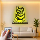 Insegna in metallo personalizzata con luce LED per gatti - Regalo per amanti dei gatti, decorazione per soggiorno o camera da letto