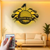 Cartel LED de golf personalizado | Decoración mural de metal personalizada para cueva del hombre | Regalo de golfista para él | Decoración para bar en casa