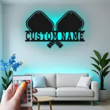 Personalized Pickleball Sign with LED | Custom Metal Name Art | Game Room Decor & Player Gift