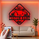 Décoration murale en métal LED de chantier personnalisée, cadeau unique pour les bâtisseurs, décoration de bureau pour les passionnés de construction