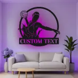 Cartel de metal personalizado con luz LED de jugador de voleibol regalo personalizado para atletas decoración de sala de juegos