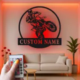 Custom Motocross Rider Led Light Metal Wall Art Personalized Gift for Dirt Bike Enthusiasts Garage or Man Cave Decor 7