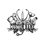 Personalized Nurse Gift | Custom Name LED Metal Sign for Clinic Decor | Floral Medical Wall Art | Nurse Graduation Gift