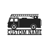Personalized Fire Truck Metal Sign | LED Light Wall Art | Custom Firefighter Gift | Fire Station Decor