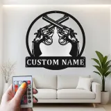 Décoration murale en métal LED personnalisée de revolver - Cadeau unique pour les passionnés d'armes
