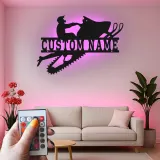 Cartel de metal personalizado de moto de nieve | Arte mural LED | Decoración de deportes de invierno a medida para el man cave o garaje