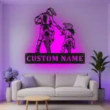 Personalisierte Motocross Vater und Kind LED Metall-Wandkunst – Geschenk für Papa, Garage oder Man Cave Dekor