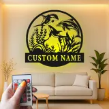 Insegna in metallo personalizzata con vita marina e luce LED regalo marino decorazione per casa costiera