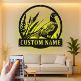 Insegna in Metallo Pheasant | Regalo Personalizzato per Cacciatori con Insegna LED con Nome | Decorazione per Cabina & Lodge