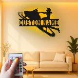 Personalisierte LED-Beleuchtung Metall-Wandkunst für Schneemobilfahrer – Geschenk für Schneemobil-Enthusiasten, Garage oder Hüttendekoration
