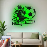 Insegna Nome Personalizzata per Calcio | Arte Murale in Metallo LED | Decorazione Sportiva Personalizzata per Camera dei Bambini | Regalo per Giocatore di Calcio