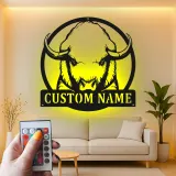 Custom Buffalo Led Light Metal Wall Art Personalized Rustic Gift for Home Living Room or Office Decor
