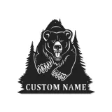 Insegna in metallo personalizzata con orso retroilluminato, regalo di fauna selvatica per amanti della natura, decorazione per cabina