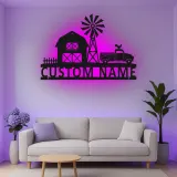 Personalisiertes LED-Metall-Wandbild Farmhouse-Truck – rustikales Geschenk für Zuhause, Country-Wohnzimmerdeko