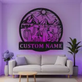 Décoration murale en métal personnalisée Paysage désertique avec rétroéclairage LED Cadeau pour les amoureux de la nature Décor de salon ou de bureau 1