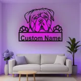 Insegna in metallo LED Bulldog personalizzata regalo per amanti dei cani decorazione per soggiorno 3