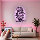 Sugar Skull LED Metal Sign | Personalized Gothic Wall Art | Custom Name Decor for Tattoo Studio & Salon
