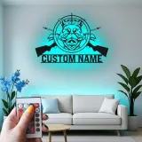Personalized Wild Boar Hunting Sign | LED Metal Wall Art | Custom Hunter Name Decor for Cabin & Man Cave | Gift for Hunter