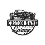 Insegna in metallo LED personalizzata per garage con auto classica - Regalo per appassionati di auto - Decorazione per garage