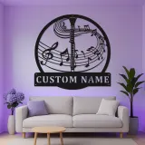 Cartel de metal personalizado de clarinete | Señal LED personalizada para estudio de música | Decoración de instrumentos cortada con láser | Regalo único para músico