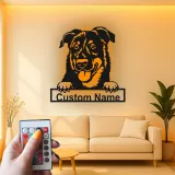 Insegna in metallo LED personalizzata per cani - Regalo per amanti dei cani, decorazione per soggiorno o ingresso