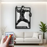 Insegna in metallo LED personalizzata con lanciatore di baseball - Regalo per appassionati di sport e decorazione per sala giochi