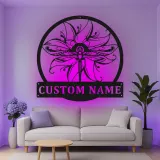 Cartel de metal personalizado con luz LED de libélula, regalo para amantes de la naturaleza, decoración para dormitorio o jardín 2