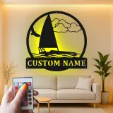 Custom Sailboat LED Sign | Personalized Metal Wall Art | Nautical Decor for Lake House | Sailor Gift