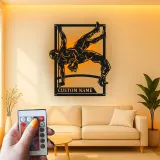 Insegna in metallo personalizzata con luce LED per wrestler, regalo per fan del wrestling, decorazione per sala giochi o sportiva