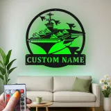 Custom Aircraft Carrier Led Light Metal Wall Art Navy Gift for Veterans Office or Living Room Decor