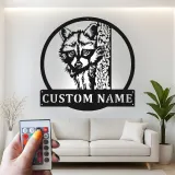 Décoration murale en métal LED personnalisée avec raton laveur - Cadeau faune pour les amoureux de la nature - Décor de cabane rustique 1
