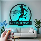Insegna in metallo personalizzata con luce LED per giocatore di pallavolo - Regalo sportivo personalizzato per atleti, decorazione per sala giochi