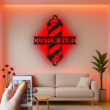 Custom Barber Pole Led Light Metal Wall Art Personalized Gift for Barbers Salon Decor Sign