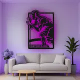 Custom Wrestler Led Light Metal Wall Art Personalized Athlete Gift Sports Room Decor for Wrestling Fans