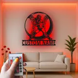 Insegna in metallo personalizzata per giocatore di softball con luce LED regalo per atleti decorazione per sala giochi sportiva