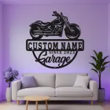 Cartel de moto LED personalizado | Decoración mural de metal para garaje | Regalo personalizado para moteros | Decoración para man cave iluminada