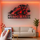 Insegna in metallo LED personalizzata per escavatore - Regalo per lui, decorazione per garage o laboratorio 2