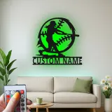 Softball Player Custom Name Sign | LED Metal Wall Art for Athlete's Room | Personalized Sports Decor Gift