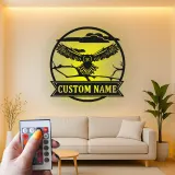Custom Flying Owl LED Sign | Personalized Metal Wall Art | Wildlife Cabin Decor | Nature Lover Gift