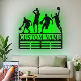 Insegna in metallo LED personalizzata per giocatore di basket - Regalo personalizzato per appassionati di sport e decorazione per sala giochi