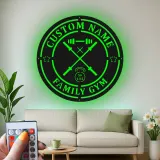 Enseigne de salle de sport personnalisée avec LED | Décoration murale en métal personnalisée pour salle de sport à domicile et studio fitness | Cadeau déco pour salle d’entraînement