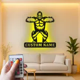 Personalisiertes Gorilla-Metallschild | Individuelle LED-Wandkunst | Man Cave Dekor & Geschenk für Tierliebhaber | Gym Namensschild